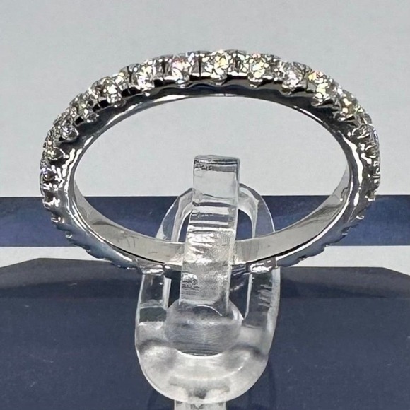 Moissanite Eternity Ring Band 925 18K White Gold Wedding Anniversary 1 Ct - Picture 4 of 11